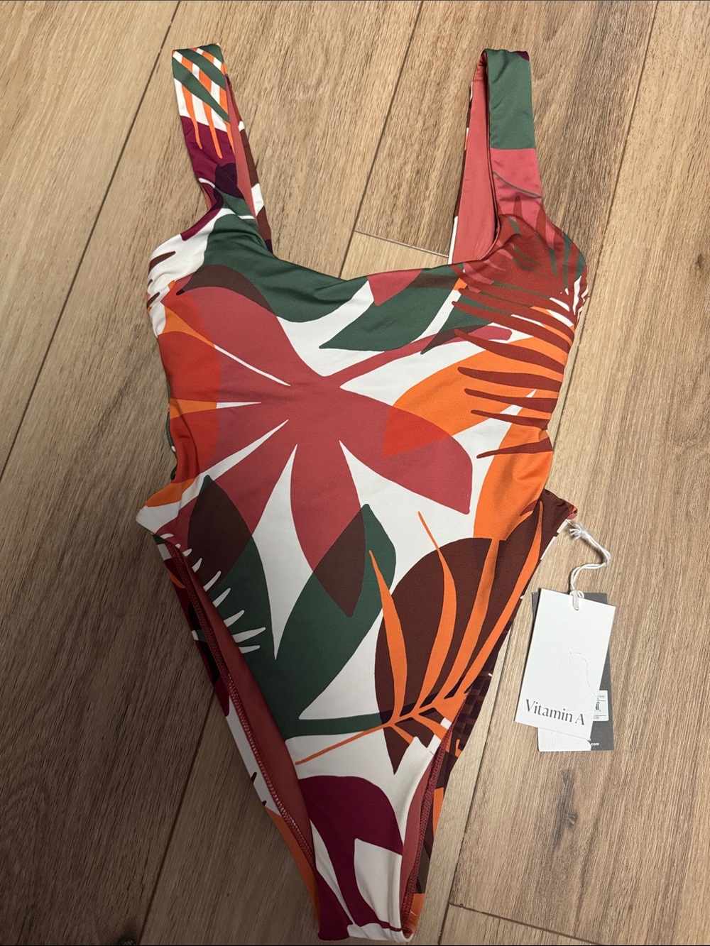 Vitamin A NWT Tropical Leaf CHEEKY SEXY MINIMALIST One-Piece Swimsuit